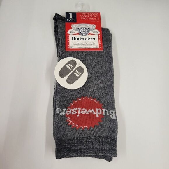 NEW 5 PAIR BUDWEISER MEN'S SOCKS shoe 6-12 sock 10-13 size NWT - Picture 4 of 7